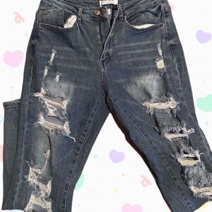 Wax Jean Distressed Blue Jeans